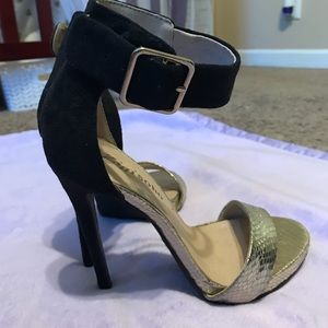 Black and gold heels